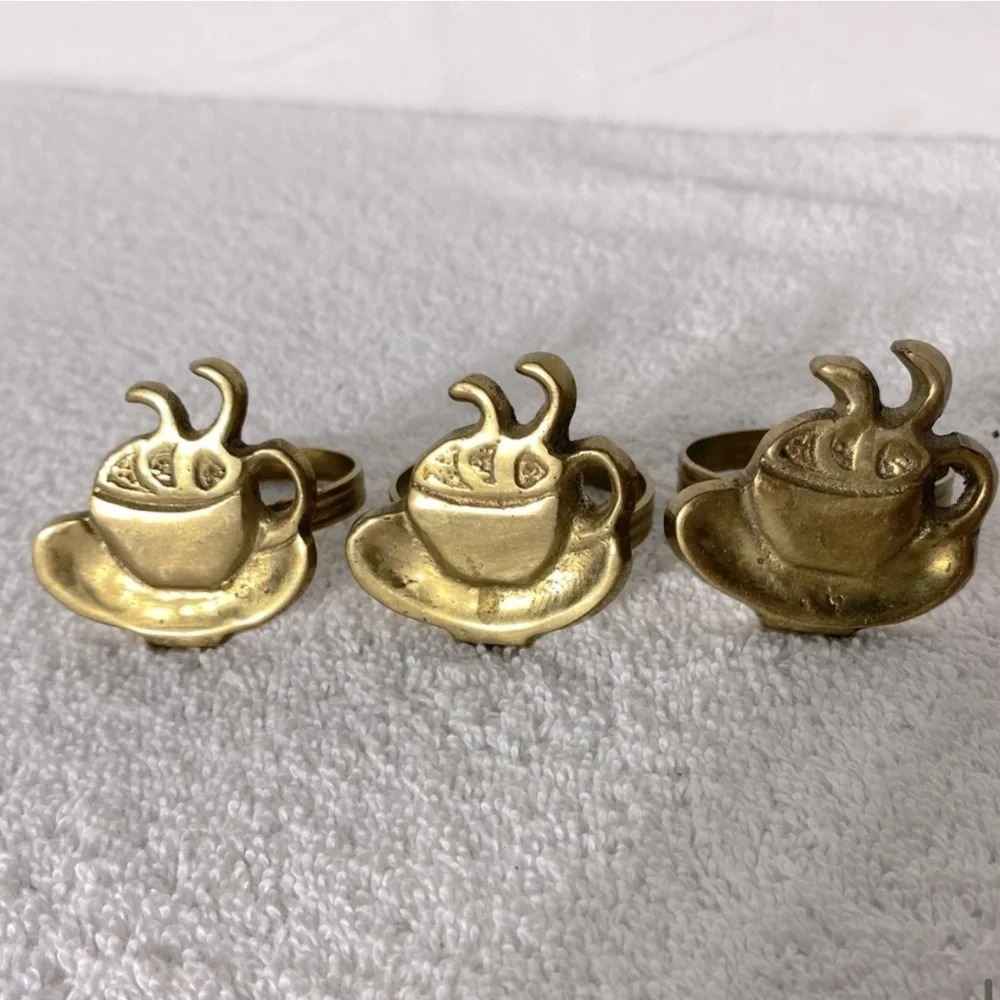 Vintage Brass Coffee  Cup Napkin Holders x5 - Picture 12 of 13